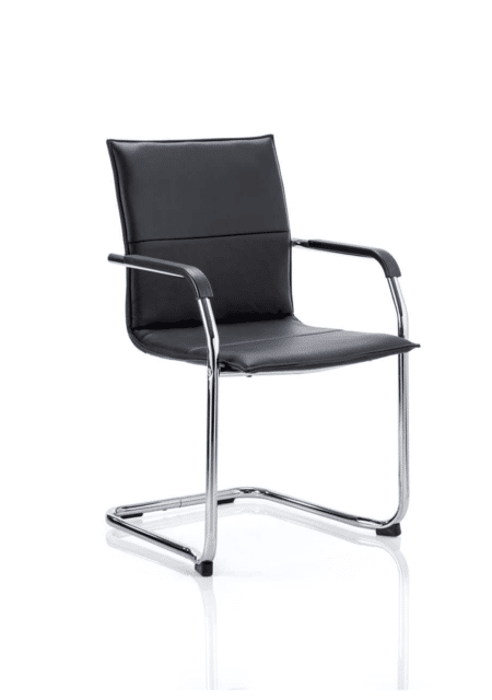 OE - Echo Medium Back Leather Cantilever Visitor Chair with Arms